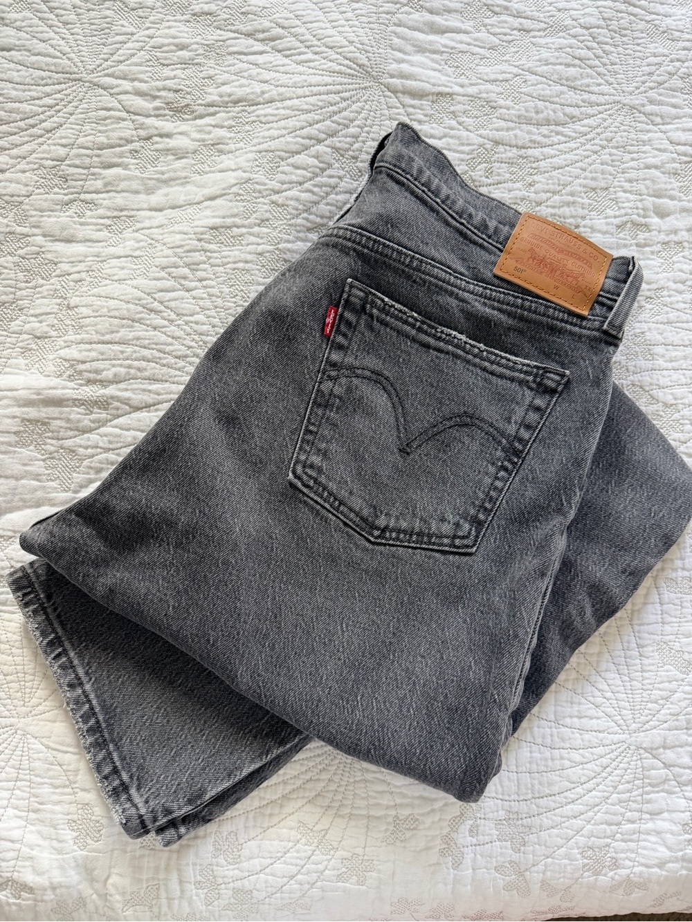 Levi's women’s Washed Faded Black 501 Button Fly Jeans